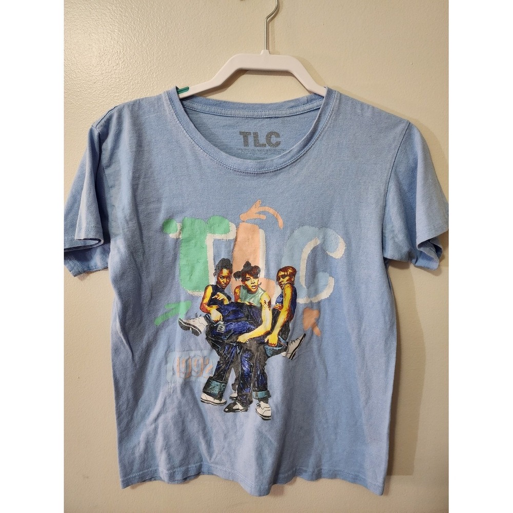 TLC Graphic T-Shirt Light Blue 90s R&B Group Band Tee Small